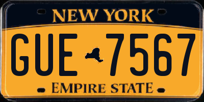 NY license plate GUE7567