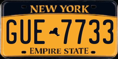 NY license plate GUE7733