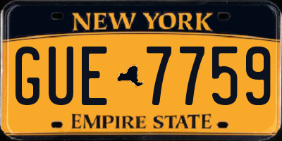 NY license plate GUE7759