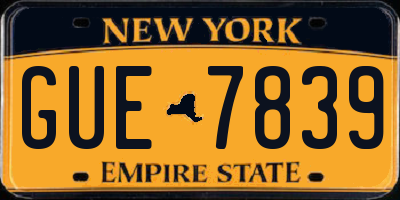 NY license plate GUE7839