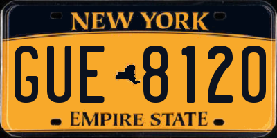 NY license plate GUE8120