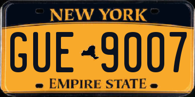 NY license plate GUE9007