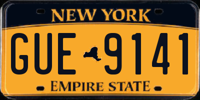 NY license plate GUE9141