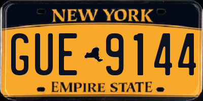 NY license plate GUE9144