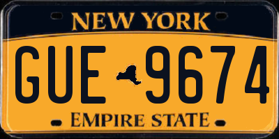 NY license plate GUE9674