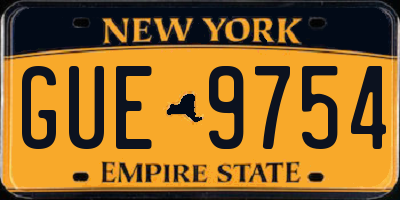 NY license plate GUE9754