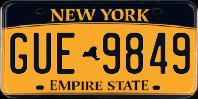 NY license plate GUE9849