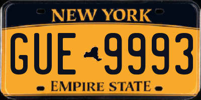 NY license plate GUE9993