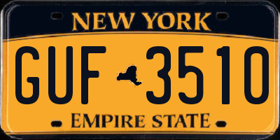 NY license plate GUF3510