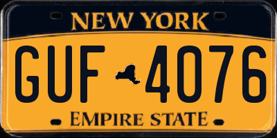 NY license plate GUF4076