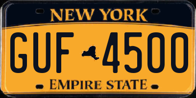 NY license plate GUF4500