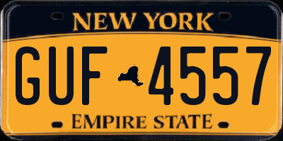 NY license plate GUF4557