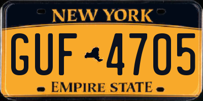 NY license plate GUF4705