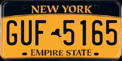 NY license plate GUF5165