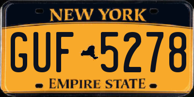 NY license plate GUF5278