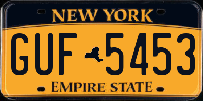 NY license plate GUF5453