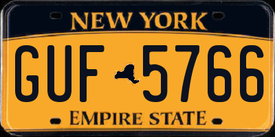 NY license plate GUF5766