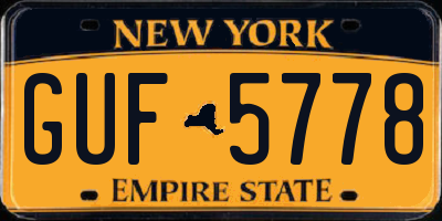 NY license plate GUF5778