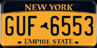 NY license plate GUF6553