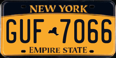 NY license plate GUF7066