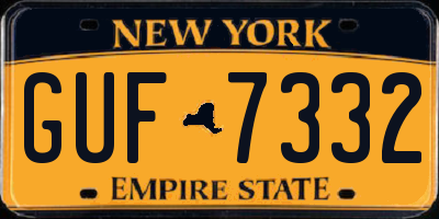 NY license plate GUF7332