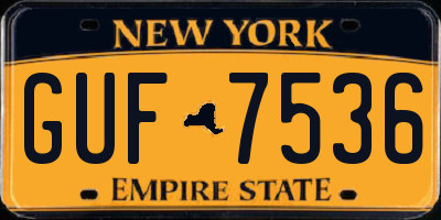 NY license plate GUF7536