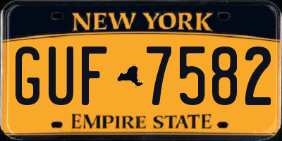 NY license plate GUF7582