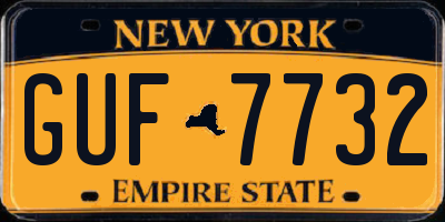 NY license plate GUF7732