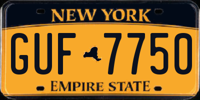 NY license plate GUF7750
