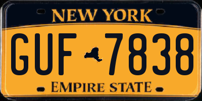 NY license plate GUF7838