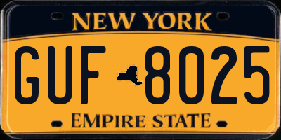 NY license plate GUF8025