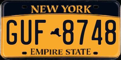 NY license plate GUF8748