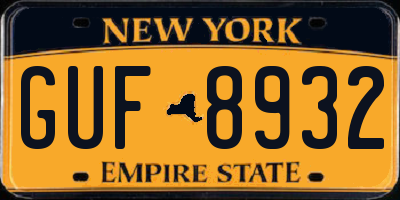 NY license plate GUF8932