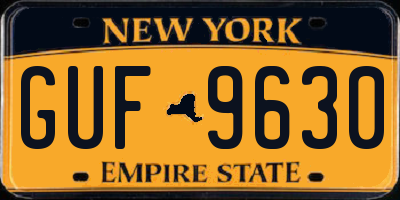 NY license plate GUF9630