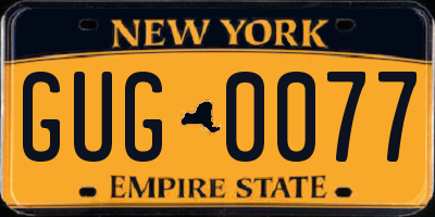 NY license plate GUG0077