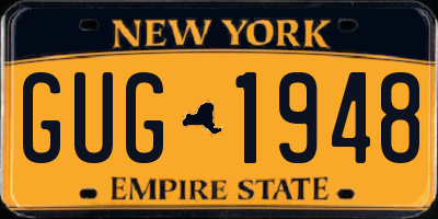 NY license plate GUG1948