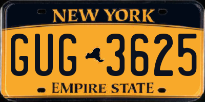NY license plate GUG3625