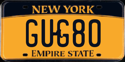 NY license plate GUG80