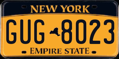 NY license plate GUG8023