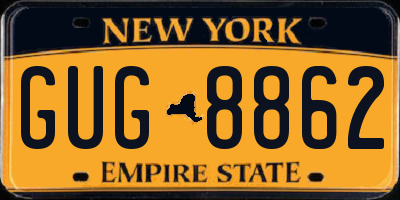 NY license plate GUG8862