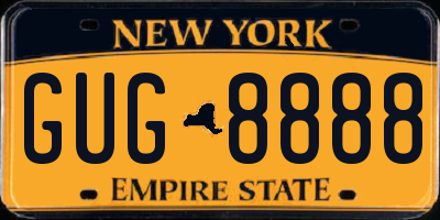 NY license plate GUG8888