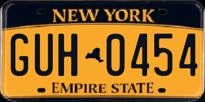 NY license plate GUH0454