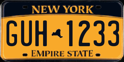 NY license plate GUH1233
