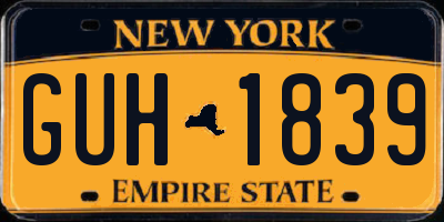 NY license plate GUH1839