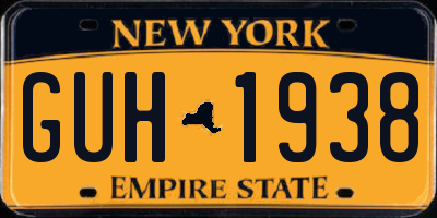NY license plate GUH1938