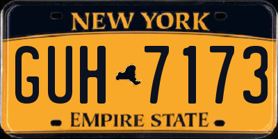 NY license plate GUH7173
