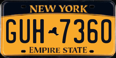 NY license plate GUH7360