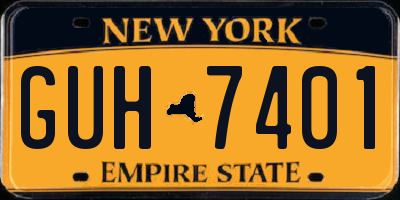 NY license plate GUH7401