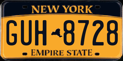 NY license plate GUH8728