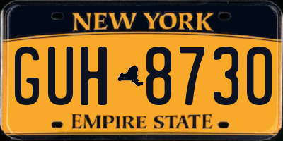 NY license plate GUH8730